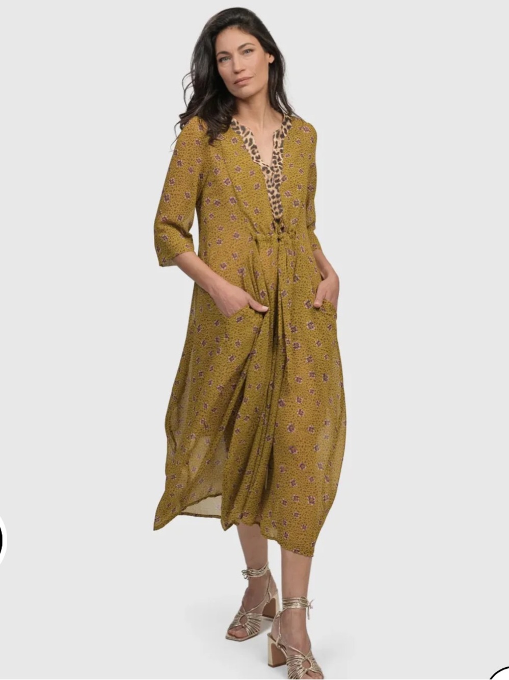 NWT ALEMBIKA AMELIE V-NECK CAFTAN, MEADOW size 4